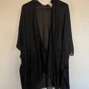 Women's Lace Layering Beach Cover-Up, S/M, Black
